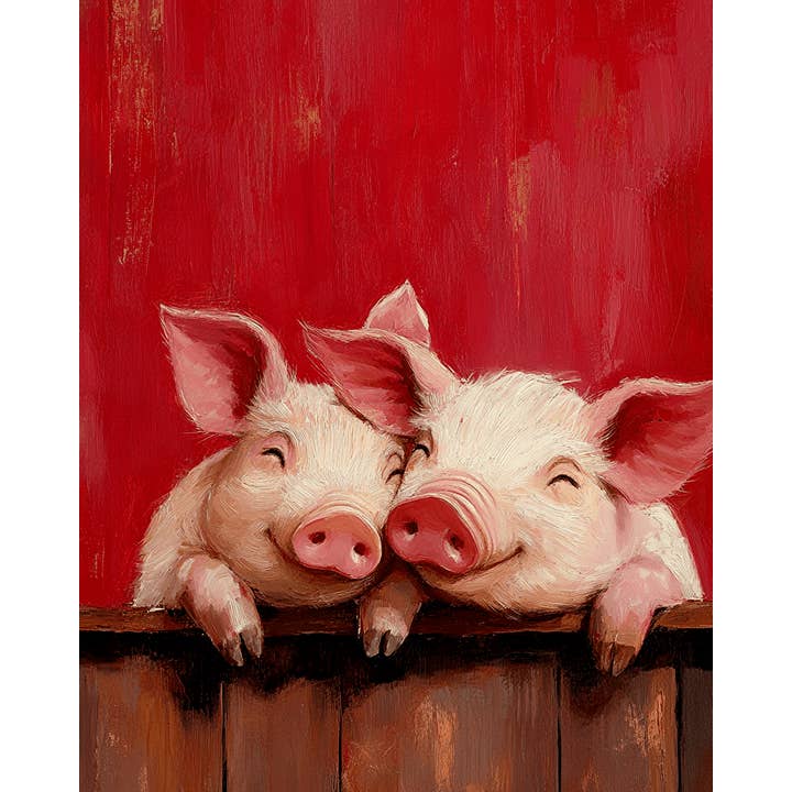 Mowbi – wholesale Art print – Pigs #2 - Animals in Love Wall Art Prints – 8″x10″ Artwork for 11″x14″ Frame