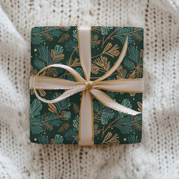 Lokipawz - Wholesale Flat Wrap - Evergreen Whimsy – Forest Pine Holiday Wrapping Paper7