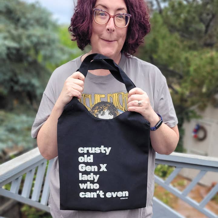 GetBullish - Wholesale Tote bag ā Women's - Crusty Old Gen X Lady Who Can't Even Slouchy Canvas Tote10