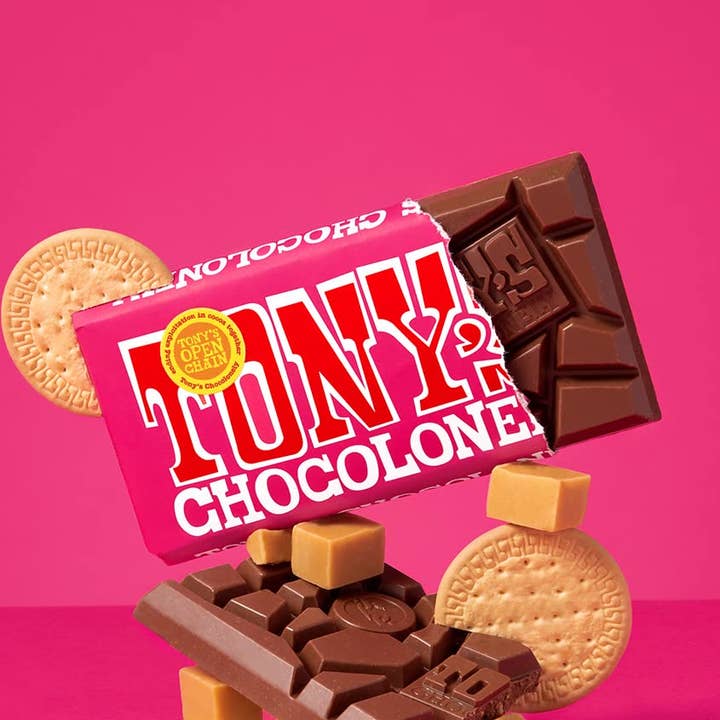 Barre de chocolat au lait caramel cookie Tony Chocolonely 180 g pour la vente par Long Island Candy Factory