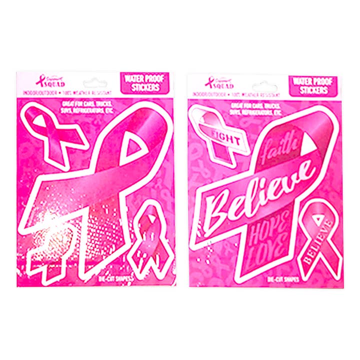 Waterproof Pink Ribbon Decal Breast Cancer Awareness- 3/Pack for wholesale by Novelty Closeout