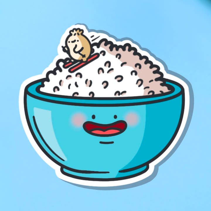 Rice Bowl Vinyl Sticker | Cute Stickers for wholesale by Toastedink