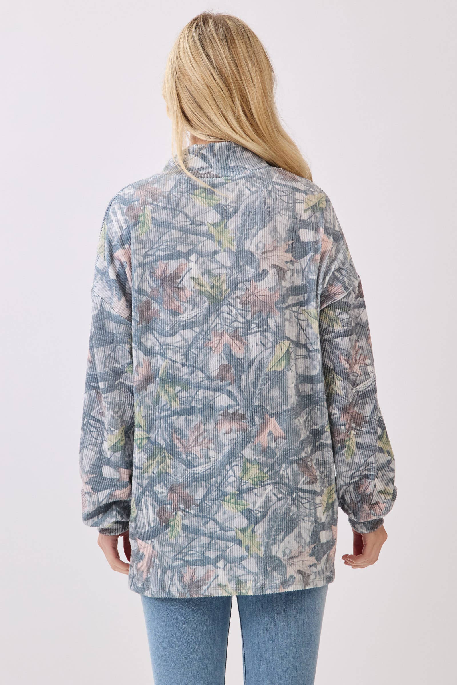 Comme indiqué TL2067 Pull à col zippé quart en maille côtelée à motif camouflage floral en vente sur Faire4