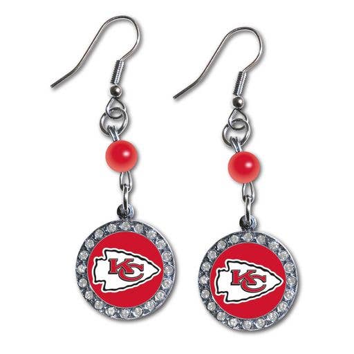 NFL Kansas City Chiefs Rhinestone Dangle Earrings for wholesale by Mojo Licensing