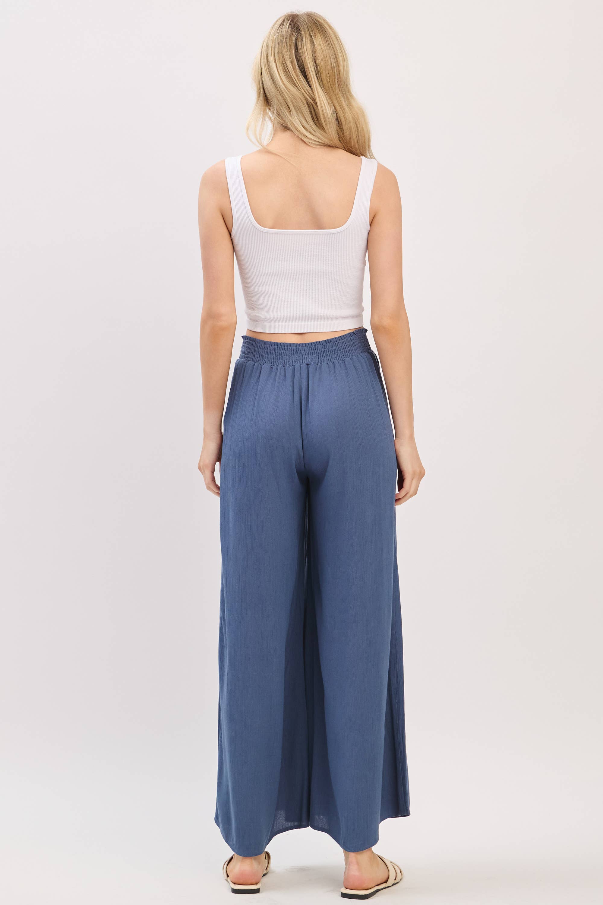 Final Touch - Wholesale Pants - Women's - Waist Smocked Wide Leg Pants - VLP7000039