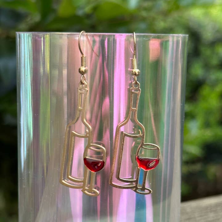 Arcfo Jewelry - Wholesale Dangle earrings - Elegant Wine Bottle and Wine Glass Earrings – Fun and Classy1
