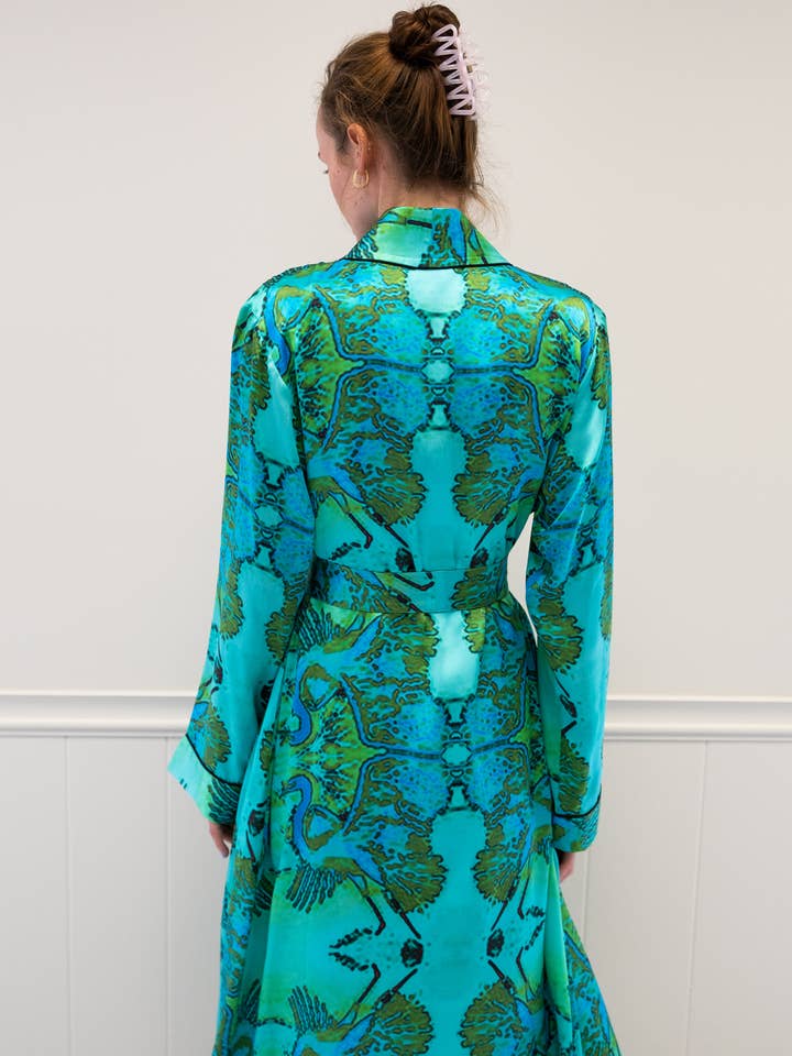 Blue Heron Luxury Bathrobe for wholesale by Sara Anderson