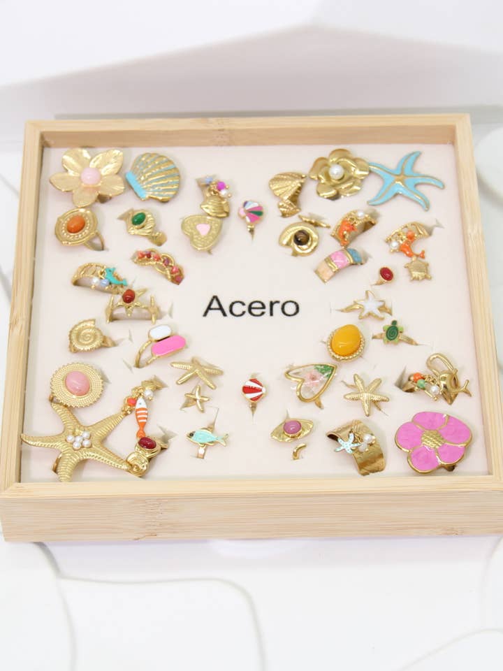 Set mit 36 verstellbaren Ringen im maritimen Stil für den Großhandel von BELLISSIMA BIJOUX