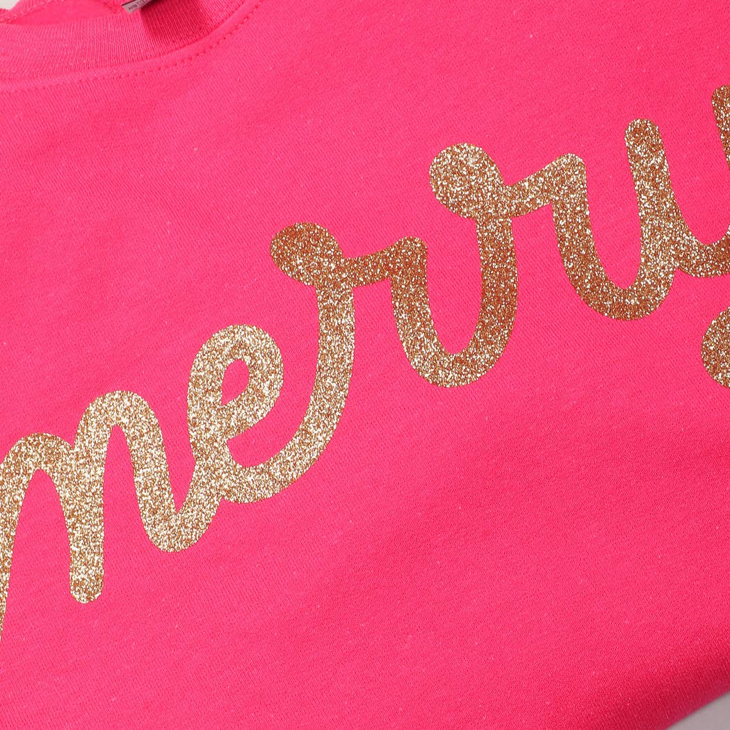 Fashion City - Vendita all'ingrosso Felpa - Donna - Camicia in pile con logo glitterato Merry Typography11