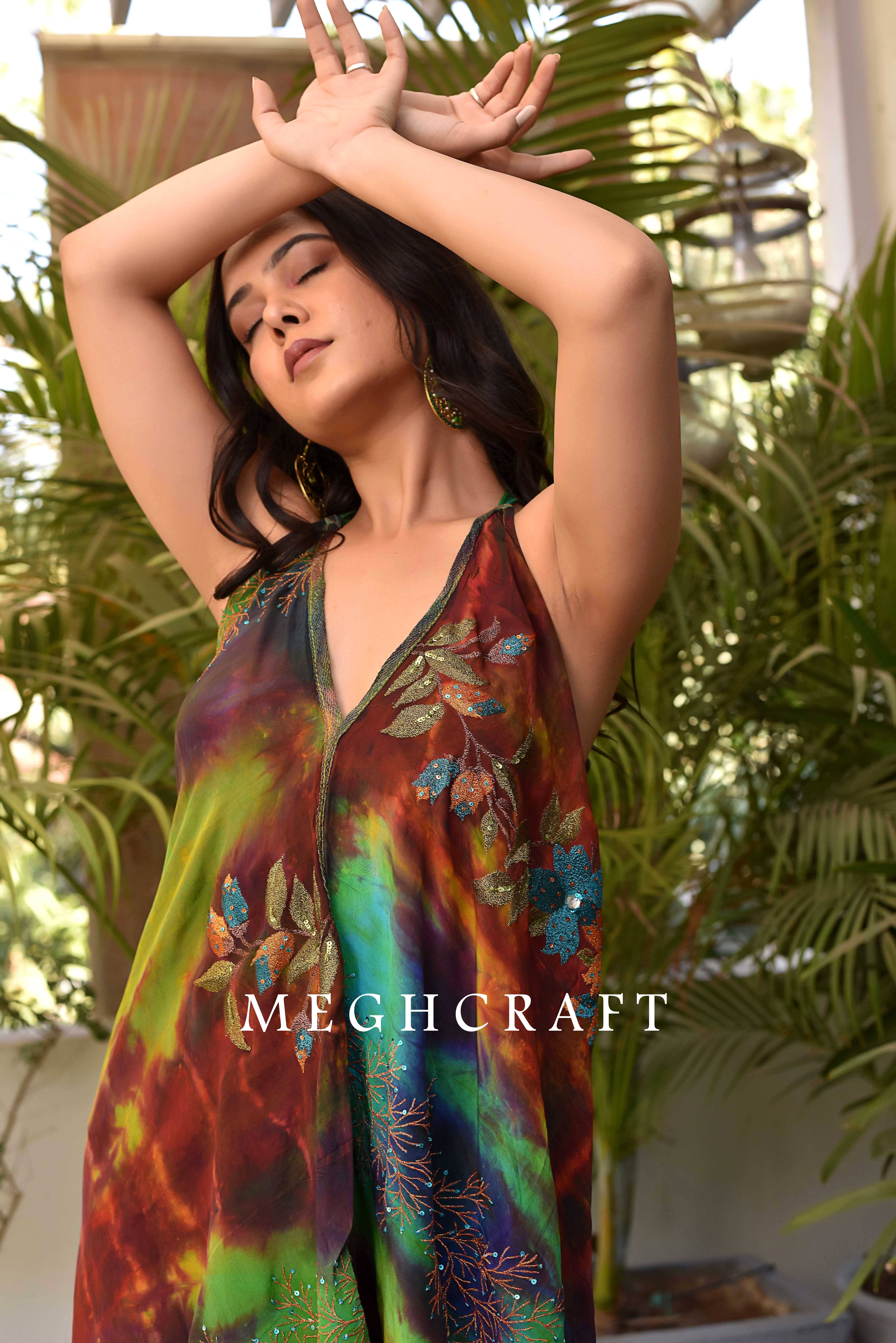Meghcraft - Vendita all'ingrosso Vestito - Donna - Abito all'americana decorato con stampa tie-dye vintage indiano15