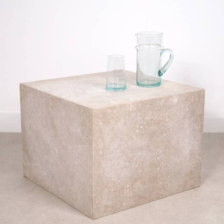 Bohome Living - Wholesale Side Table - Small square coffee table in travertine 50 x 50 x 33cm1