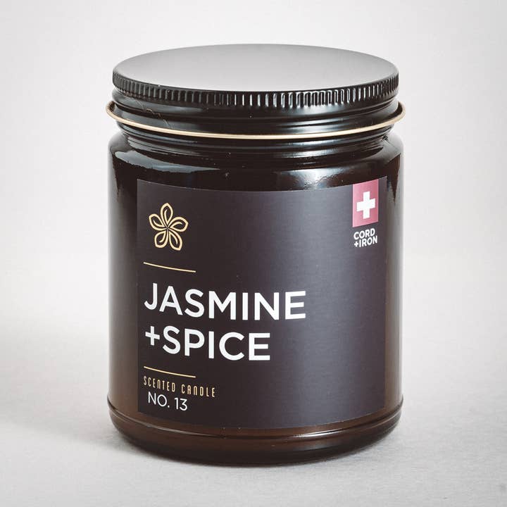 Jasmine + Spice Soy Candle - Amber Jar for wholesale by Cord & Iron