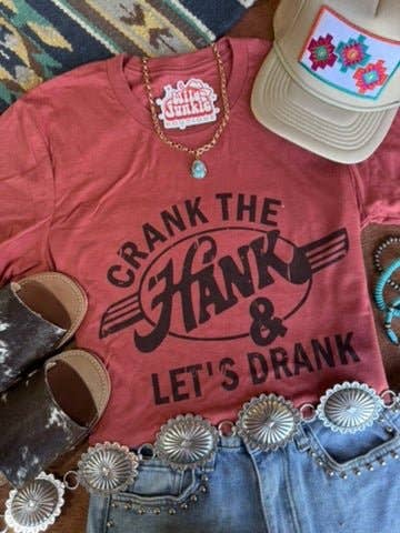 Rust Crank The Hank & Let's Drank Graphic Tee for wholesale on Faire5