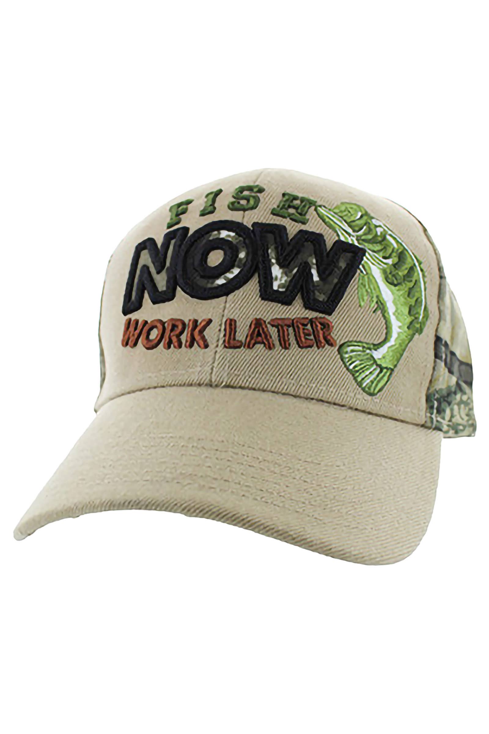 Cap Zone - Wholesale Baseball Cap - Unisex - Fish Now Work Later Hunt Camo Acrylic Baseball Cap12