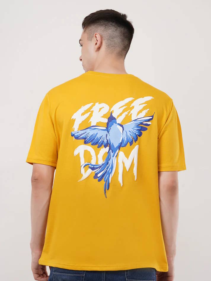 Freedom Roundneck Half Sleeve Oversized T-Shirt for wholesale by Colourjoylondon
