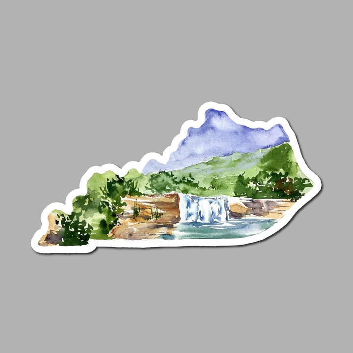 Kentucky Hiking Waterfall State Sticker for wholesale by Barrel Down South