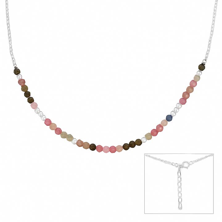 Halsband med pärlor av sterlingsilver och turmalin för wholesale av De Mexico