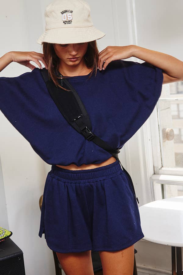 BUCKETLIST INC – wholesale Knit top – Women's – T2304 Bubble Hem & Sleeve Terry Crop Top27