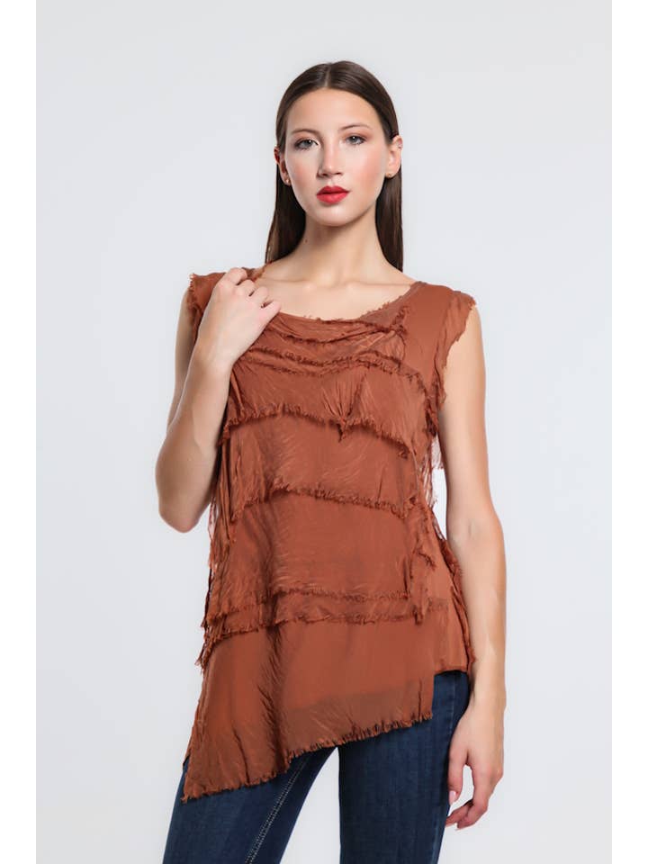 TINA Stephens Italy/Tees By Tina - Wholesale Blouse - Women's - Arianna Silk Ruffle Top (BT205)21