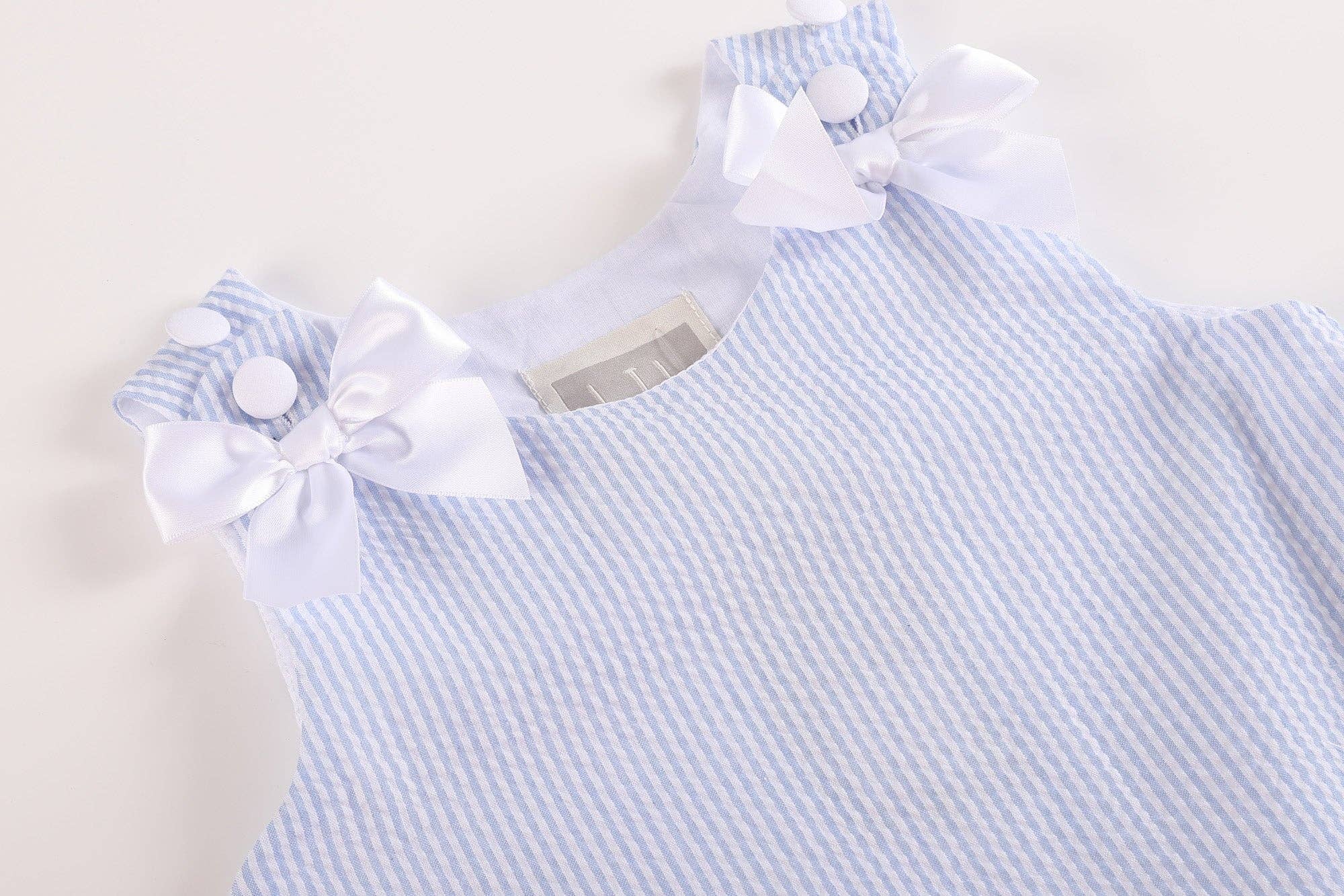 Lil Cactus - Vendita all'ingrosso Vestito - Bambini - Abito con volant in seersucker azzurro3