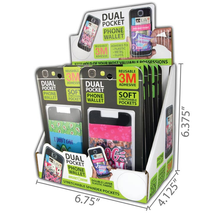Novelty Brands - Wholesale Phone Wallet - Unisex - Phone Wallet Dual Pocket Spandex Assortment- 12/Display3