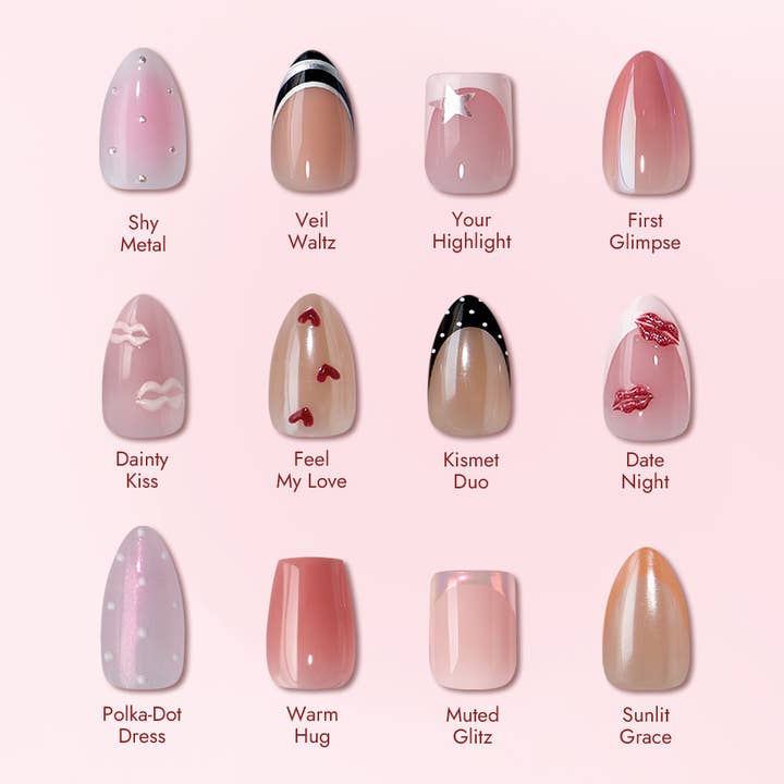 Polka Dot Press On Nails Set - Almond Valentine French Nails for wholesale by BTArtboxnails