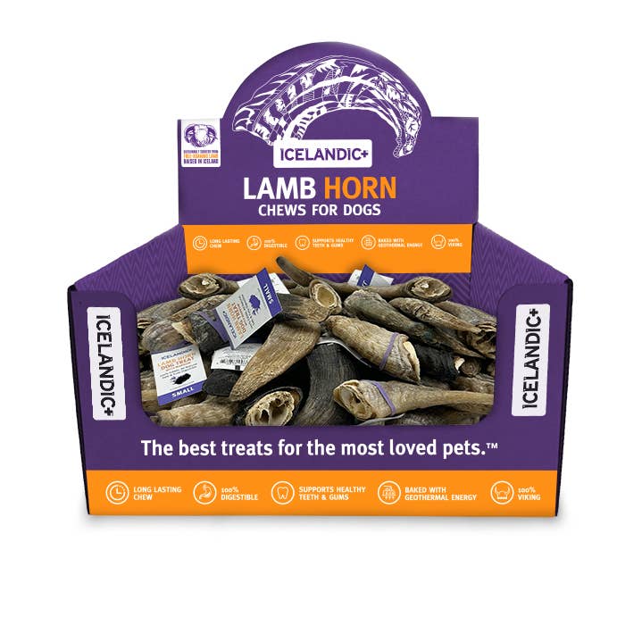 Icelandic+ - Wholesale Pet Treats - Dog - Icelandic+ Small Lamb Horn with Marrow 36-Ct Display Box0