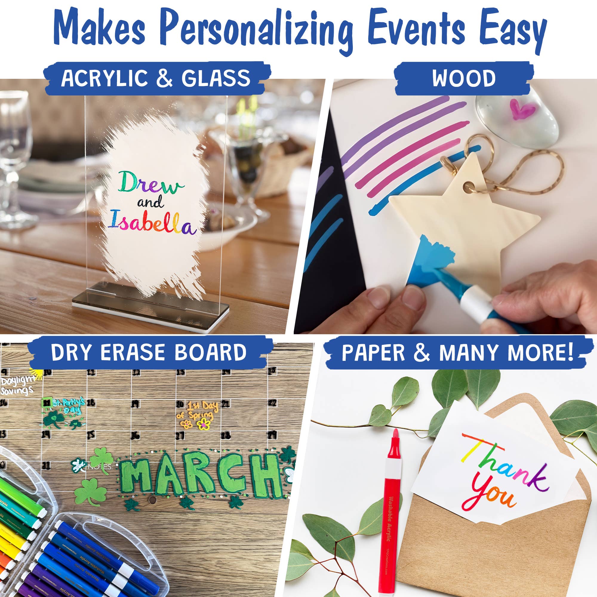 TPG Creations / The Pencil Grip – Marcadores - Crianças e bebés por atacado – Marcadores Acrílicos Laváveis Magic Stix 12 unid TPG-4964