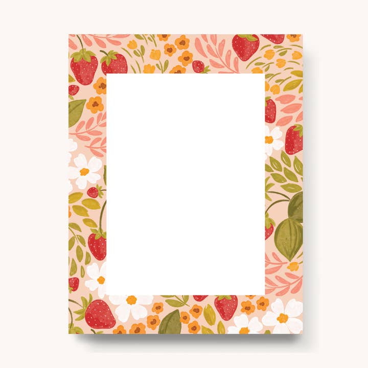Strawberry Patch Blank Notepad for wholesale by Elyse Breanne Design