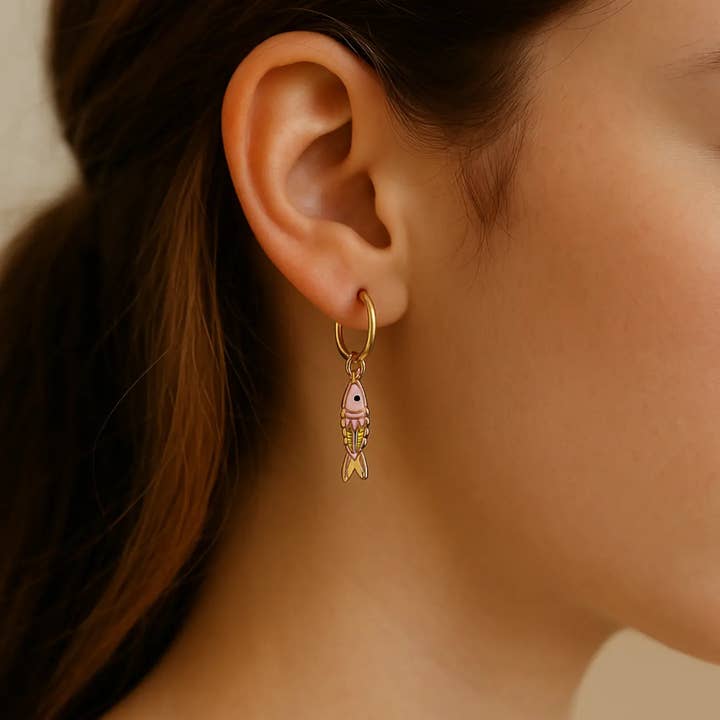 PHOEBE´S - Wholesale Dangle Earrings - 18K Gold-Plated Minimalist Earrings – Pink and Blue Version2