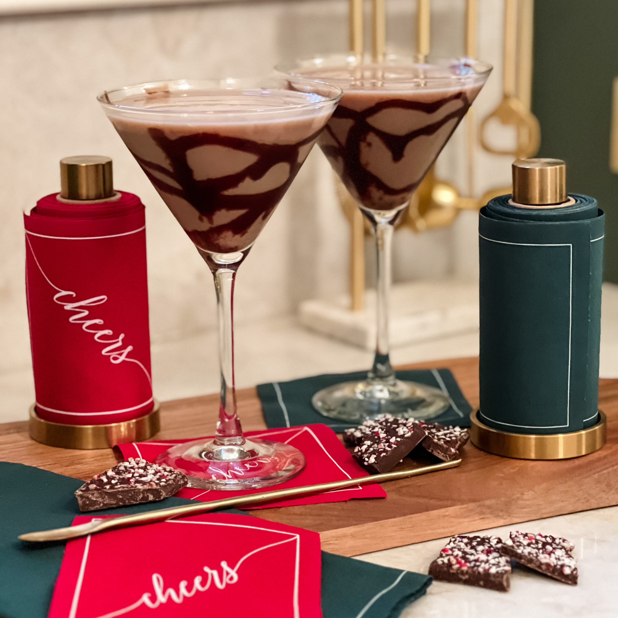 Table Theory (Formerly Toasting with Tara) - Wholesale Disposable Napkin - Cotton Cocktail Napkin Roll: The Red Carpet - White "Cheers"9