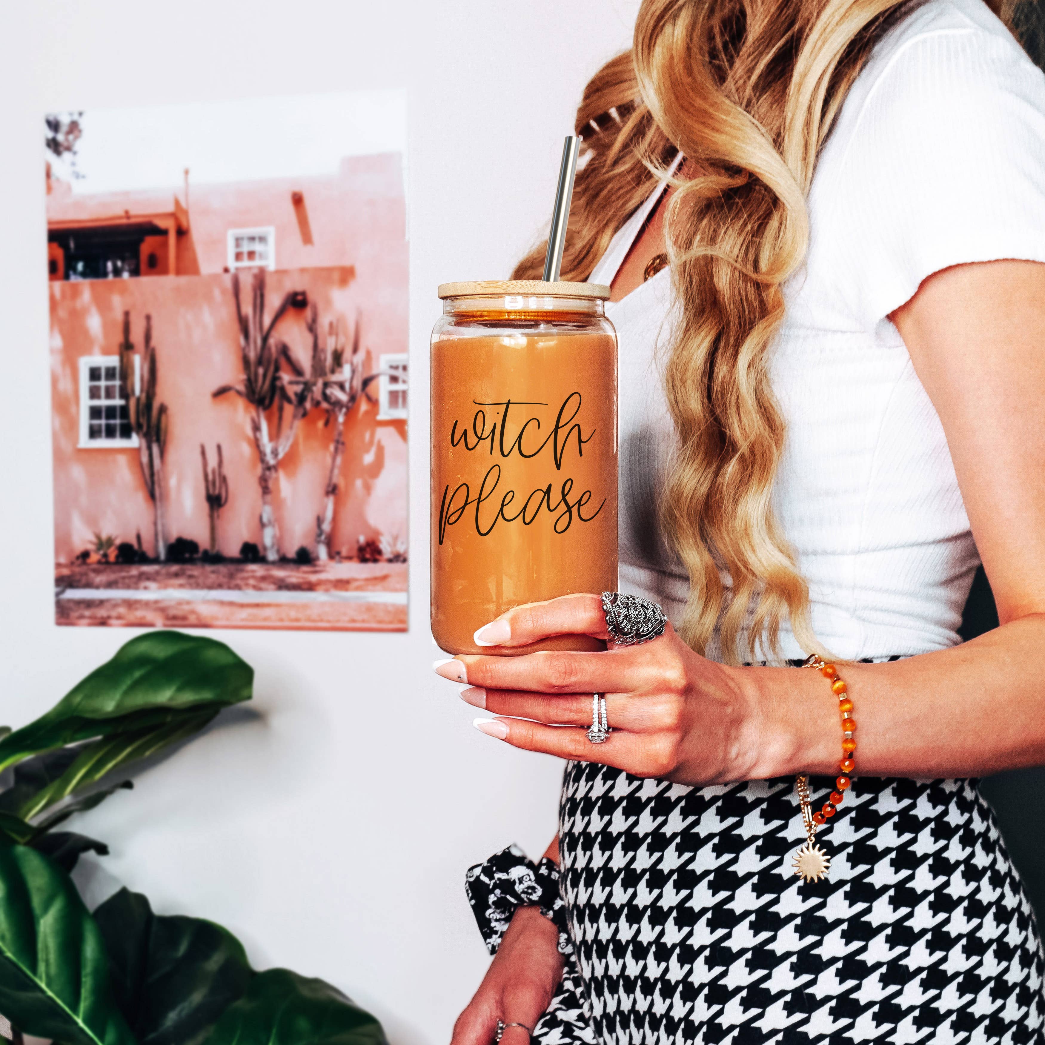 Gia Roma - Venta al por mayor Vaso termo - Tazas de café de vidrio con tapa y pajita, divertidas tazas transparentes de viaje100