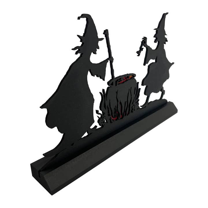 Madison Bay Co. - Historical Home Decor Reproductions - Wholesale Decorative Tabletop Object - Double Trouble Witches Brew Halloween Silhouette Table Decor