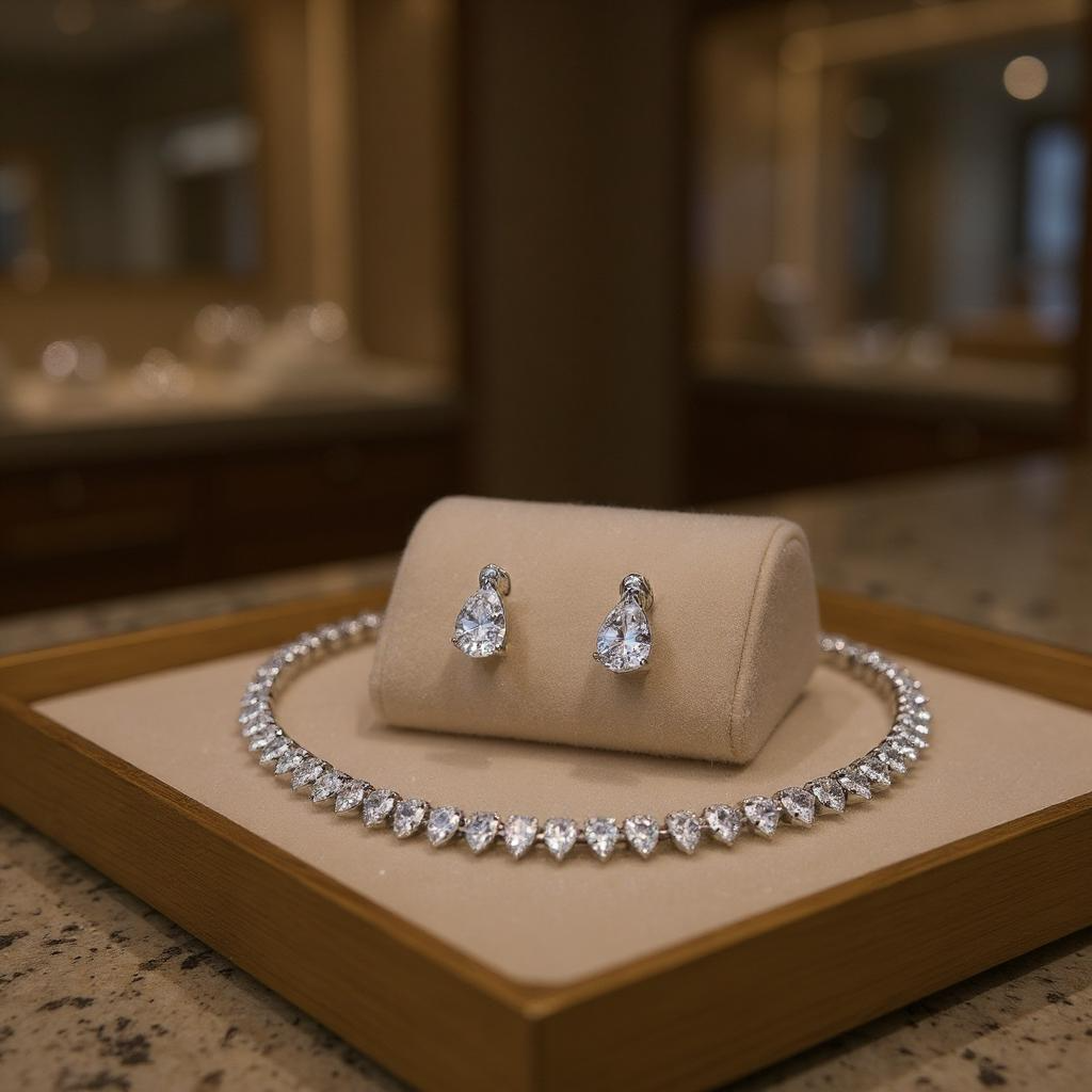 Athena Bridal Jewellery – wholesale Jewellery set – CZ COLLECTION - TIMELESS ELEGANCE SET - CZNK247 SILVER6