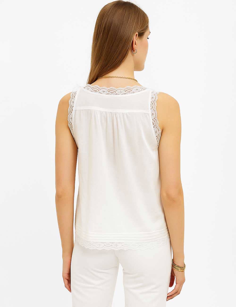 Sweetkama - Venta al por mayor Camisola - Mujer - Top de tirantes de encaje con lazo en V para mujer SKT5130418