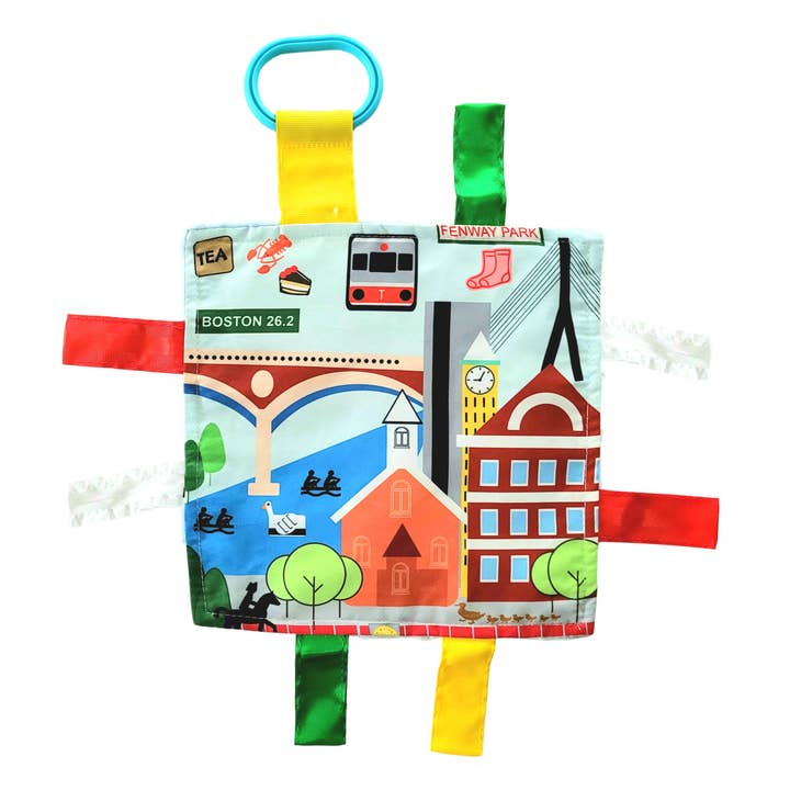 Boston Massachusetts Baby City Learning Tag Crinkle Squares for wholesale by Baby Jack and Company