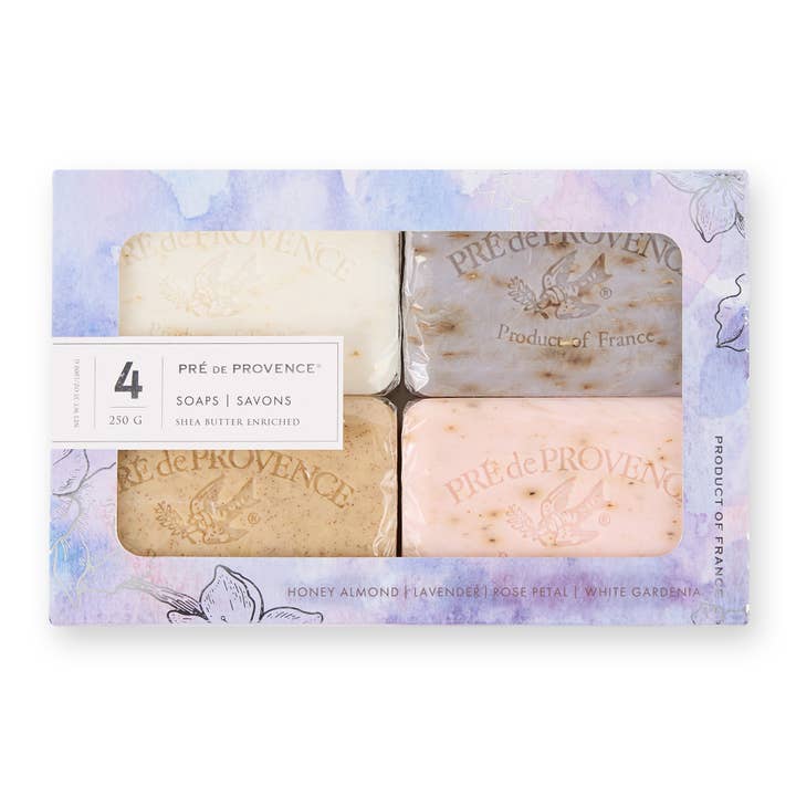 250G Best Sellers Set of 4: Purple Box Floral & Sweet for wholesale by European Soaps