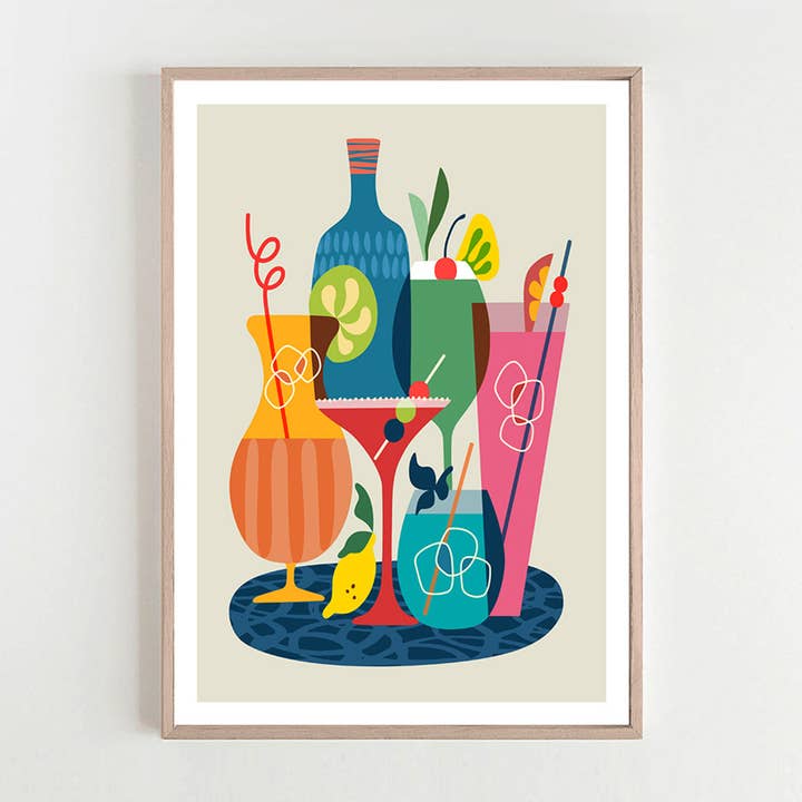 3 Birdies Studio - Wholesale Art print - Cocktails Art Print1