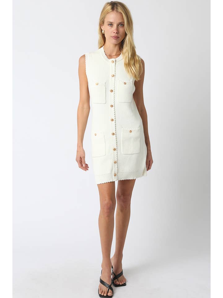 Olivaceous - Wholesale Dress - Women's - Ariana Knit Button Dress8