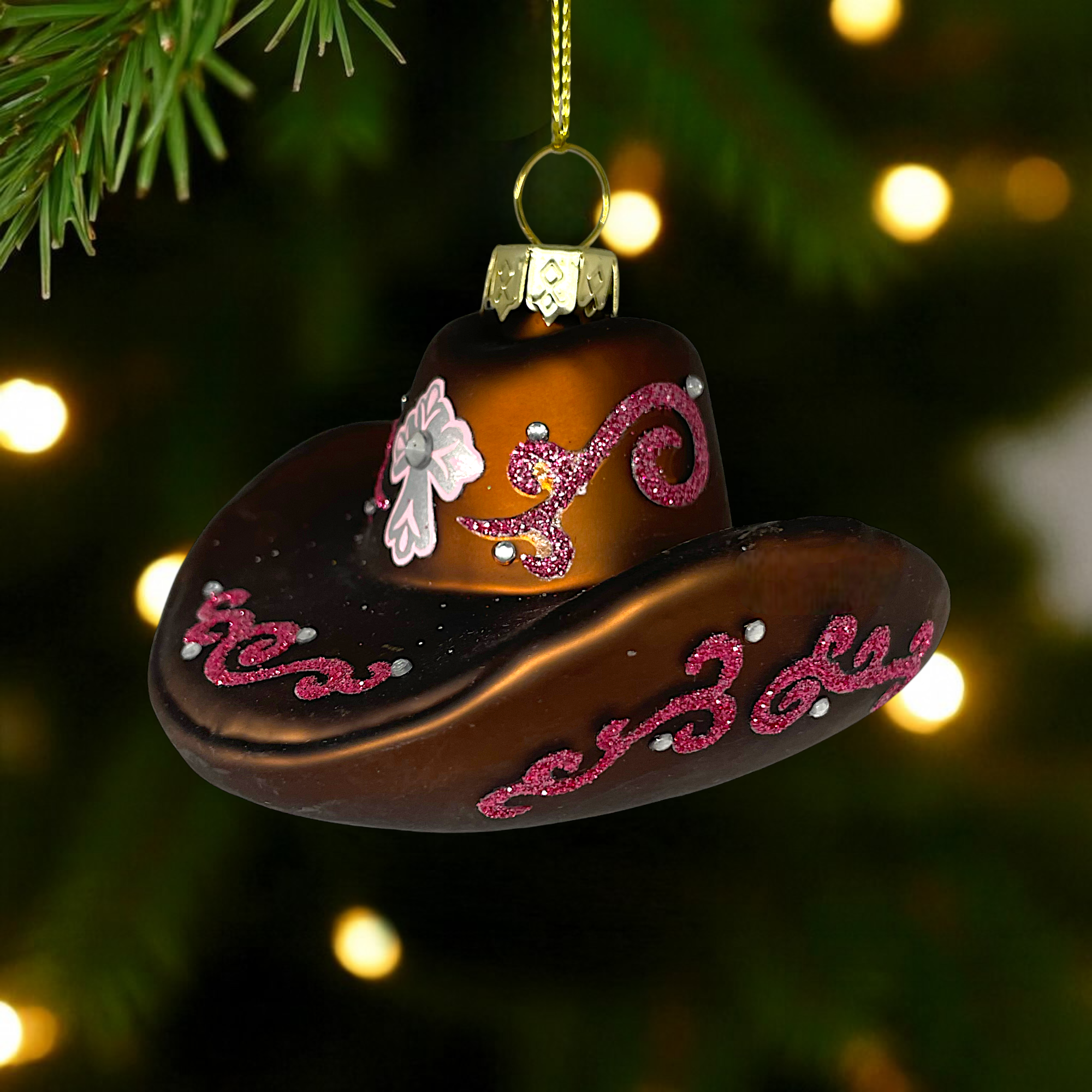 Noel Box - Wholesale Ornament Set - Cowboy Hat Christmas Ornament – Glass Western Holiday1