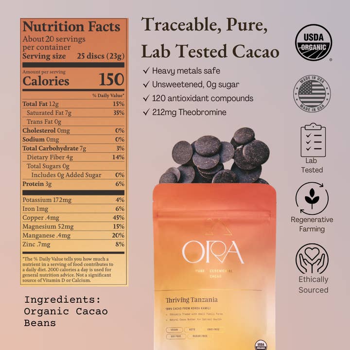 Ora Cacao – Engroshandel Varm kakaoblanding – Thriving Tanzania 100 % kakao – Økologisk ceremoni-chokolade1