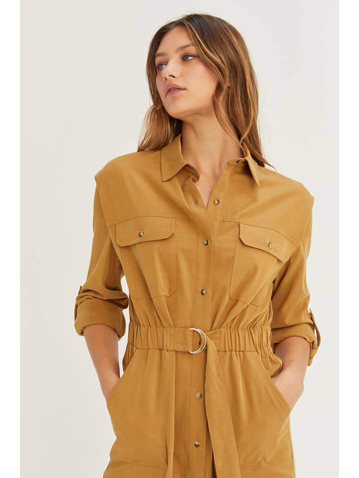 BRONZAGE CD8031 - Robe midi utilitaire boutonnée Kayla en vente sur Faire5