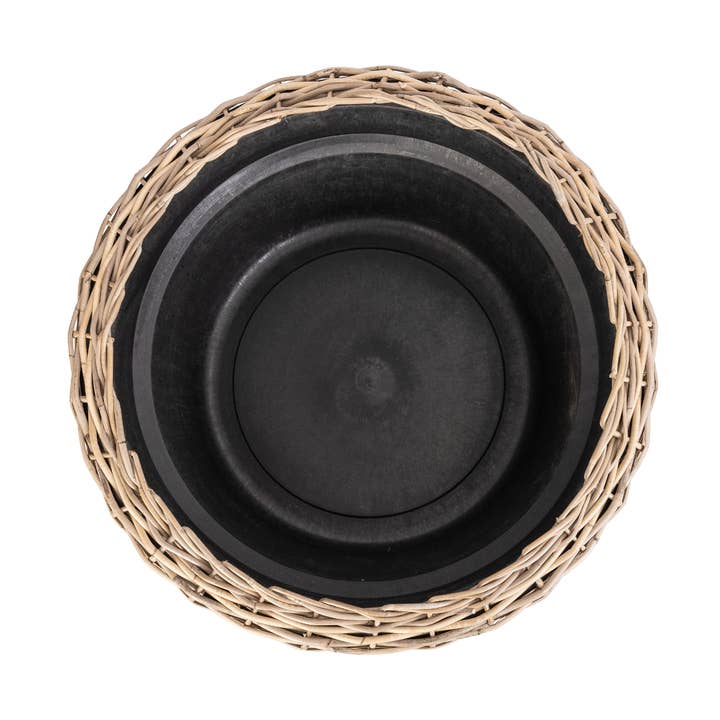 Fioriera in Rattan a Cono Rotondo con Rivestimento - 28" per la vendita all'ingrosso da parte di Artifacts Trading Company