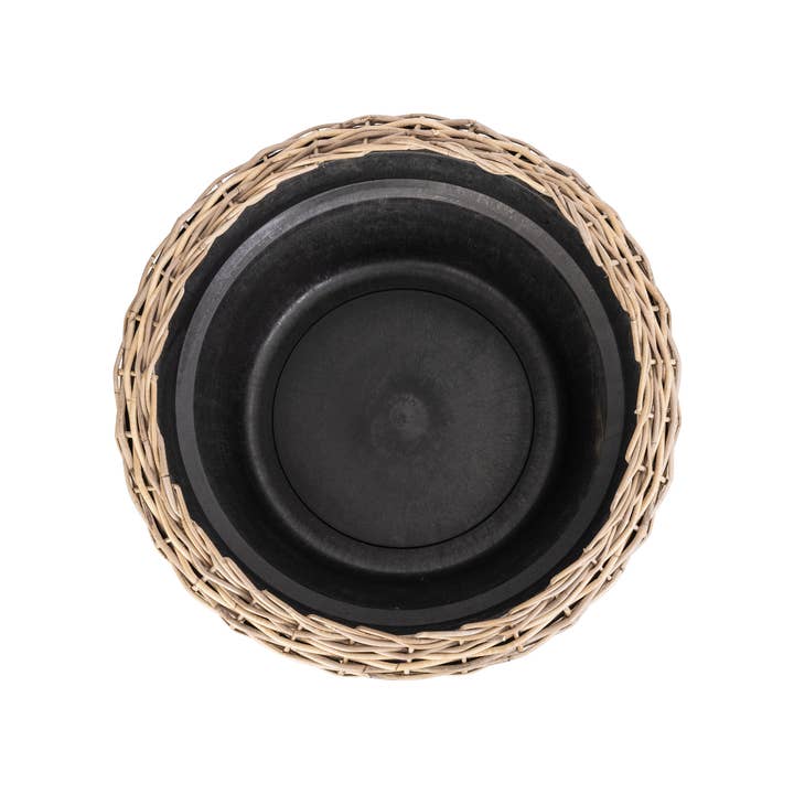 Rund kegleformet rattanplantekrukke med foring - 28" for engroshandel hos Artifacts Trading Company