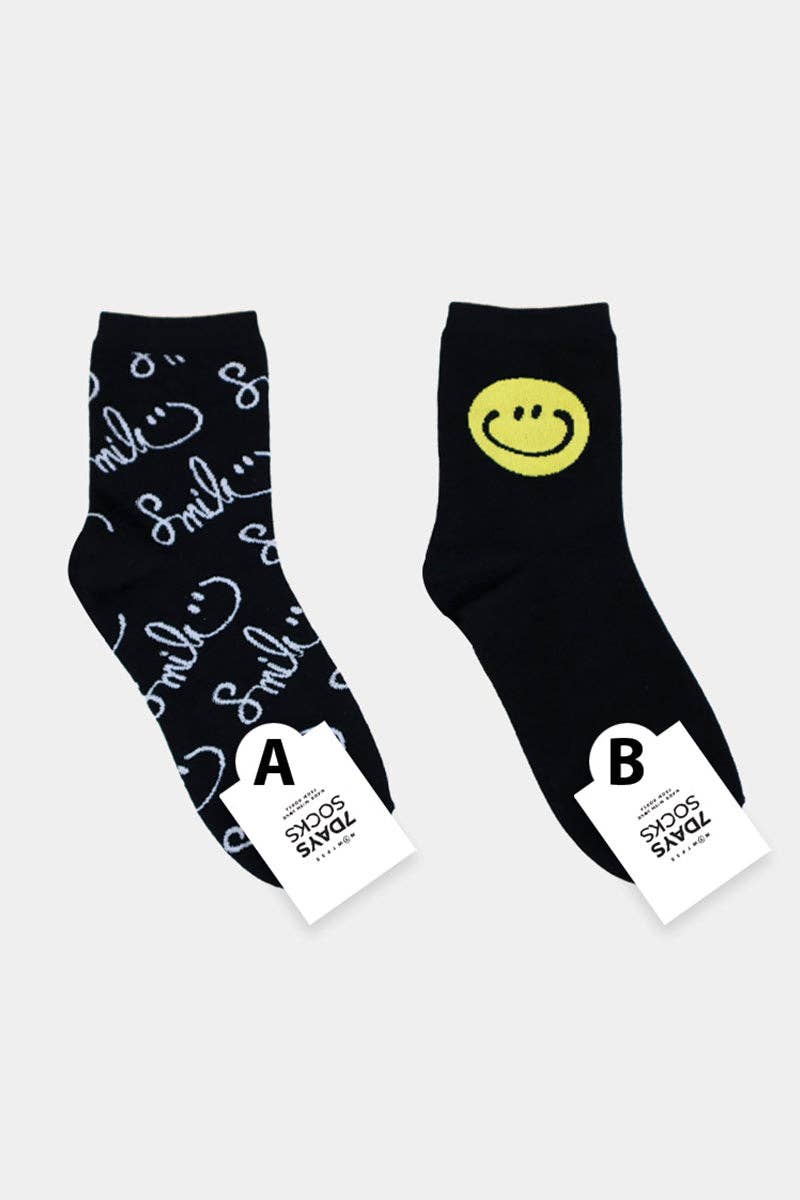 7DAYSSOCKS – Meias - Mulher por atacado – Crew Feminina Manuscrito Smile AB Meias inigualáveis0