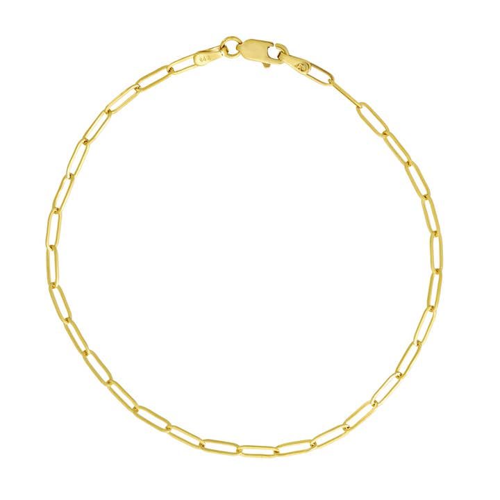 14k Solid Gold Paperclip Bracelet for wholesale by Ofina Jewelry