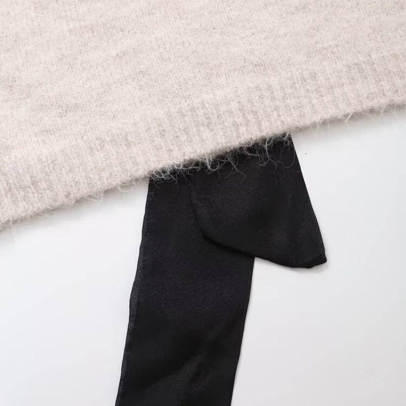 Masyal - Wholesale Knit Sweater - Women's - Bow Accent Knit Pullover Sweater5