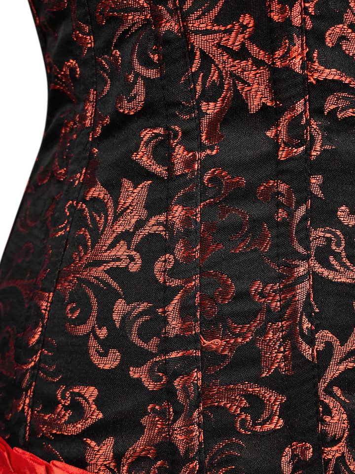 Attire Fashion Club - Vente Corset – femme - Corset rouge fait main avec armature en acier pour femme6