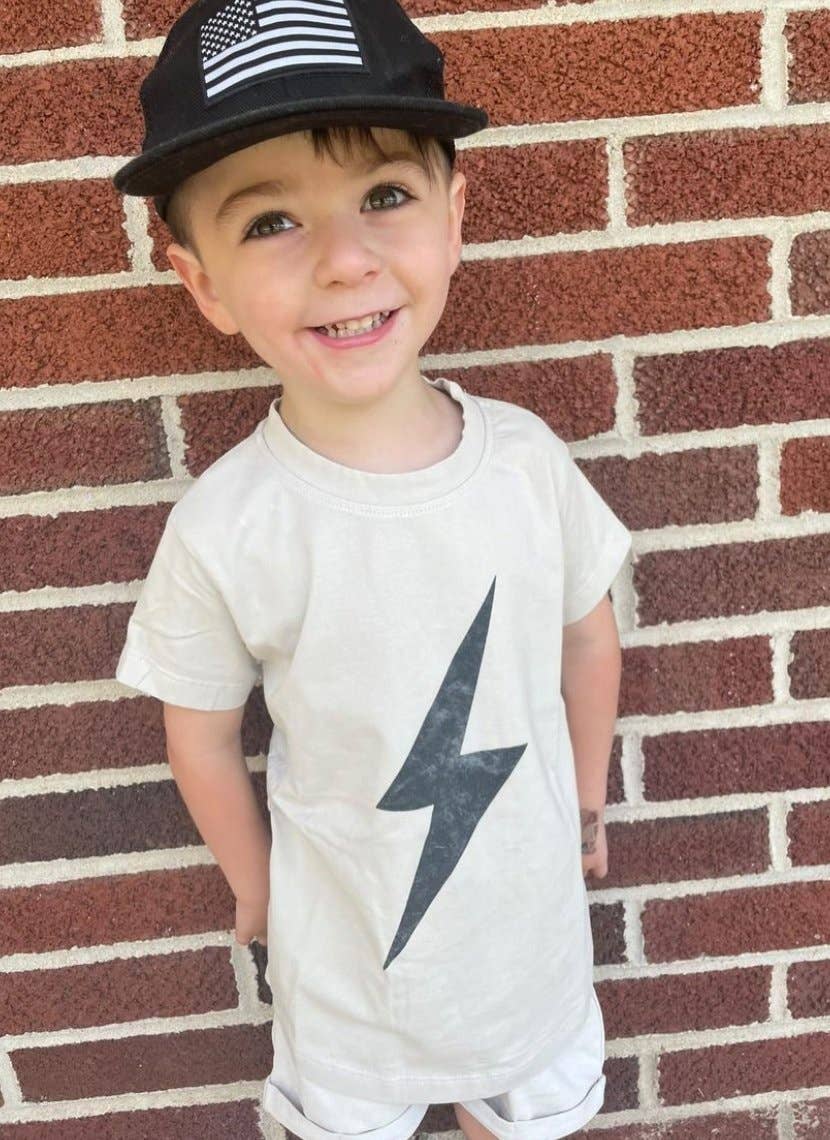 Little Rad Things - Wholesale Screen Printed T-Shirt - Kids - Boys Clothes Greige Acid Wash Spark Tee - USA Made11