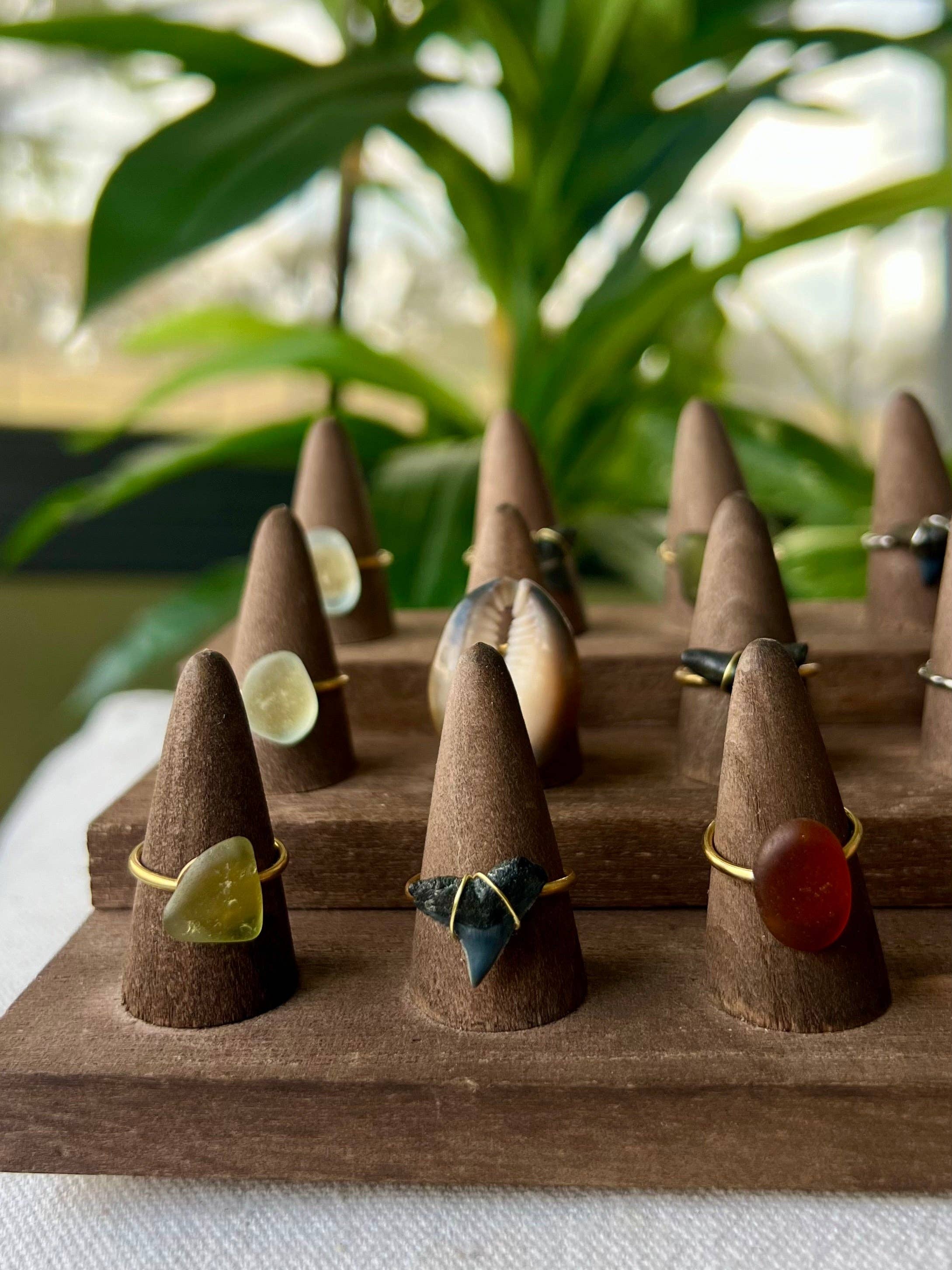 HALT - Wholesale Single Stone/Solitaire Ring - Gold Sea Glass Rings | Hawaiian Surfer Beach Jewelry3